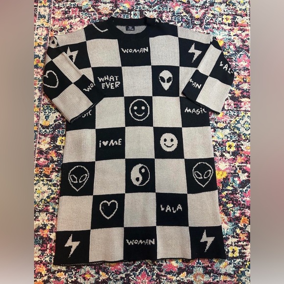 Dressed in LALA Checkered Sweater Dress - Size S/M - Picture 3 of 7